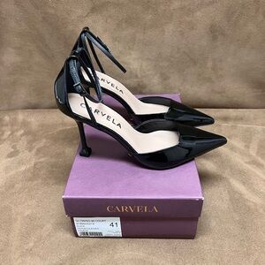 Carvela Glowing 90 Court Black Patent Heels